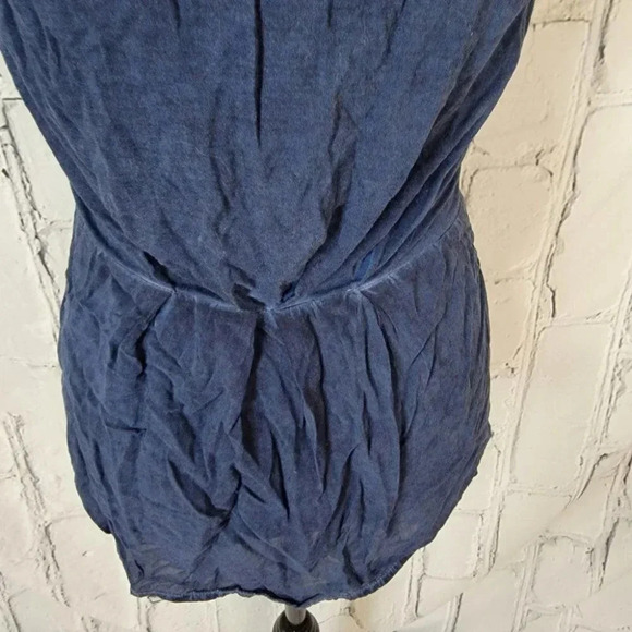 CROSBY Navy Blue Acid Wash Tank Top Gathered Waist Womens Medium Summer Tank - Picture 5 of 7
